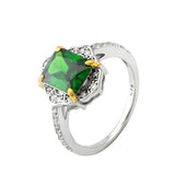 Exquisite Emerald Cubic Zirconia Silver Ring