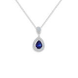 Teardrop Sapphire Cubic Zirconia Silver Fancy Necklace