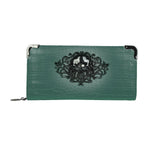 Dark Green Regal Chic Skull and Crocodile Print Purse