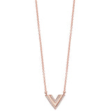 Sterling Silver Geometric V Necklace Layered with Rosr Gold Plating