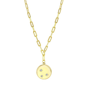 Gold Plated Paperclip Disc Necklace