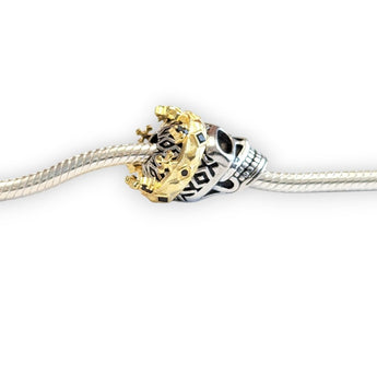 Gold Crown Skull Sterling Silver Bead Charm