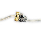 Gold Crown Skull Sterling Silver Bead Charm