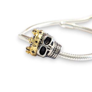 Gold Crown Skull Sterling Silver Bead Charm