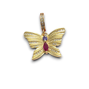 Gold Plated Sterling Silver Butterfly Dangle Charm