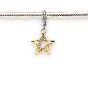 Golden Star Sterling Silver CZ  Dangle Charm