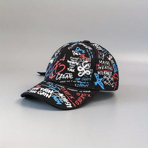 Black and Red Graffiti Style Baseball Caps