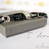 Handwriting Engraving Men's Woven Leather Bracelet