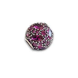 Hot Pink Sterling Silver CZ Bead Charm