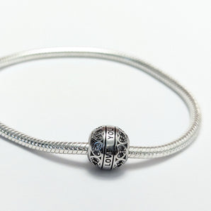 Sterling Silver Charm Bead Inscribed with I Love You