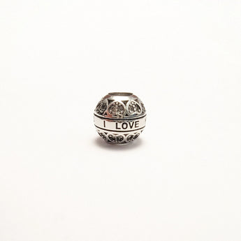 Sterling Silver Charm Bead Inscribed with I Love You