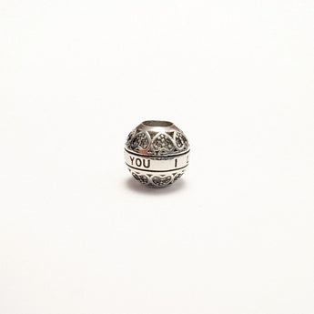 Sterling Silver Charm Bead Inscribed with I Love You