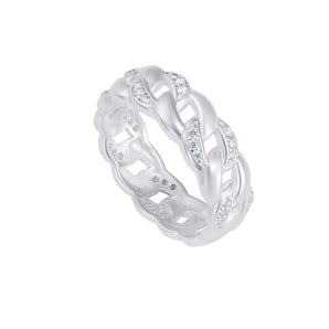 Interlinked CZ Silver Ring