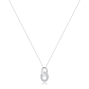 Cubic Zirconia Sterling Silver Interlocking Loop Necklace