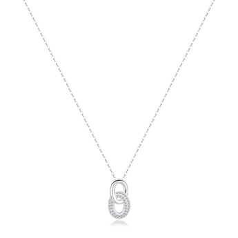 Cubic Zirconia Sterling Silver Interlocking Loop Necklace