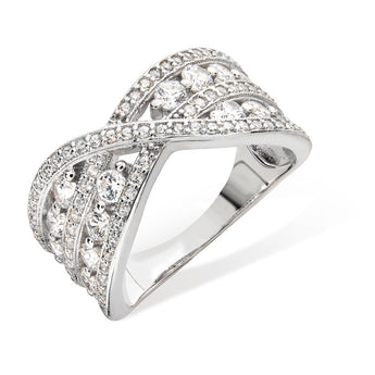 Interwoven Cubic Zirconia Sterling Silver Ring