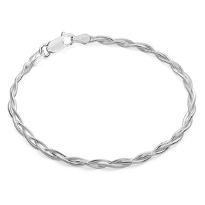 Sterling Silver Interwoven Snake Bracelet 