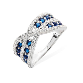 Interwoven Sapphire Cubic Zirconia Silver Ring www.urbanpizazz.co.uk