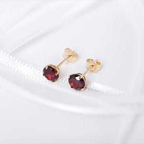 January Birthstone - Garnet CZ 9ct Gold Stud Earrings www.urbanpizazz.co.uk