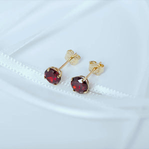 July Birthstone - Ruby CZ 9ct Gold Stud Earrings www.urbanpizazz.co.uk
