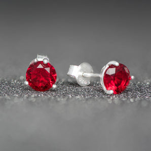 July Birthstone - Ruby CZ Silver Stud Earrings www.urbanpizazz.co.uk