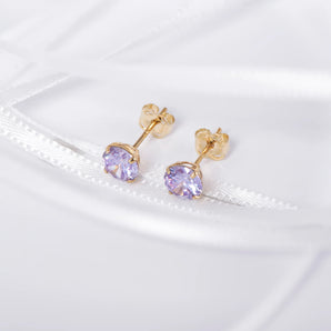 June Birthstone - Alexandrite CZ 9ct Gold Stud Earrings www.urbanpizazz.co.uk