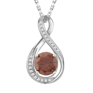 June Birthstone - Brown Moonstone CZ Silver Infinity Pendant Necklace