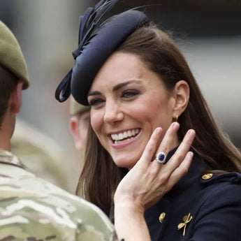 Kate Middleton Inspired - Sapphire Cubic Zirconia Cluster Silver Ring