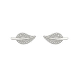 Sterling Silver Leaf Style Cubic Zirconia Earrings