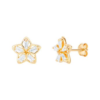 Sterling Silver Leilani Flower Earrings layerd in 14ct Gold Plating