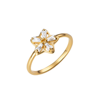 Sterling SIlver Leilani Flower Ring Layerd in 14t Gold