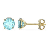 March Birthstone - Aquamarine CZ 9ct Gold Stud Earrings