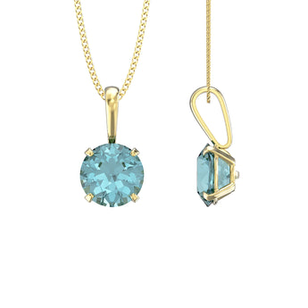 March Birthstone - Aquamarine CZ 9ct Gold Pendant Necklace