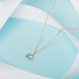 March Birthstone - Aquamarine CZ 9ct Gold Pendant Necklace www.urbanpizazz.co.uk