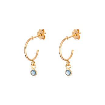 Sterling Silver March Birthstone Hoop Earrings layered in 9ct Gold