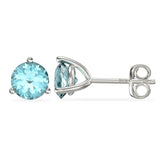 March Birthstone - Aquamarine CZ Silver Stud Earrings