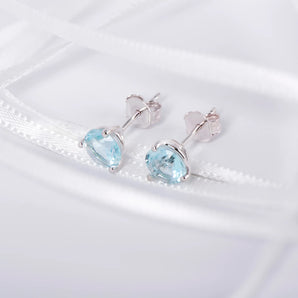 March Birthstone - Aquamarine CZ Silver Stud Earrings www.urbanpizazz.co.uk