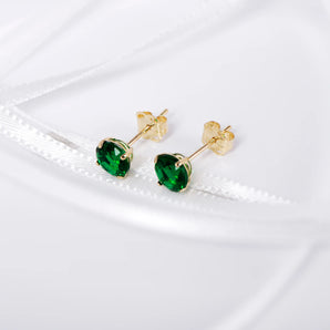 May Birthstone - Emerald CZ 9ct Gold Stud Earrings www.urbanpizazz.co.uk