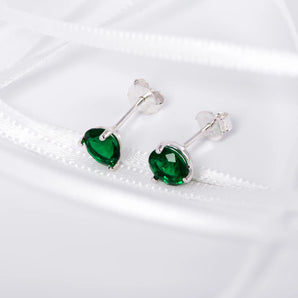 May Birthstone - Emerald CZ Silver Stud Earrings www.urbanpizazz.co.uk