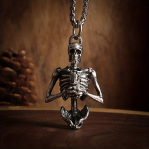 Meditation Half Body Skeleton Pendant Necklace