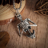 Meditation Half Body Skeleton Pendant Necklace www.urbanpizazz.co.uk