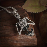 Meditation Half Body Skeleton Pendant Necklace www.urbanpizazz.co.uk