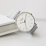 Men's Personalised Architect Zephyr Watch with Steel Silver Mesh Strap - Handwriting Engraving