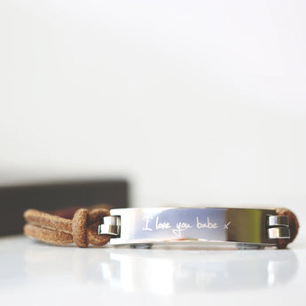 Handwriting Personalised Men's Leather Tan Bracelet