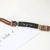 Handwriting Personalised Men's Leather Tan Bracelet