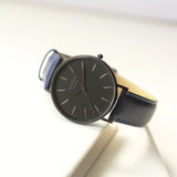 Men's Personalised Minimalist Watch with Admiral Blue Strap - Handwriting Engraving