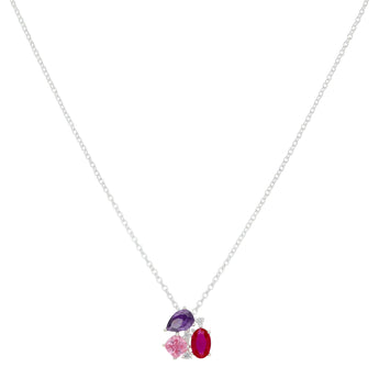 Multi-coloured Cubic Zirconia Silver Necklace