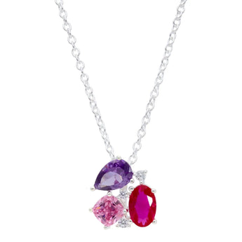 Multi-coloured Cubic Zirconia Silver Necklace