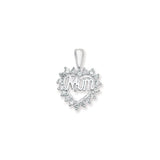 Mum Cubic Zirconia Heart Silver Necklace