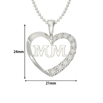 Mum Cubic Zirconia Heart Pendant and Necklace www.urbanpizazz.co.uk